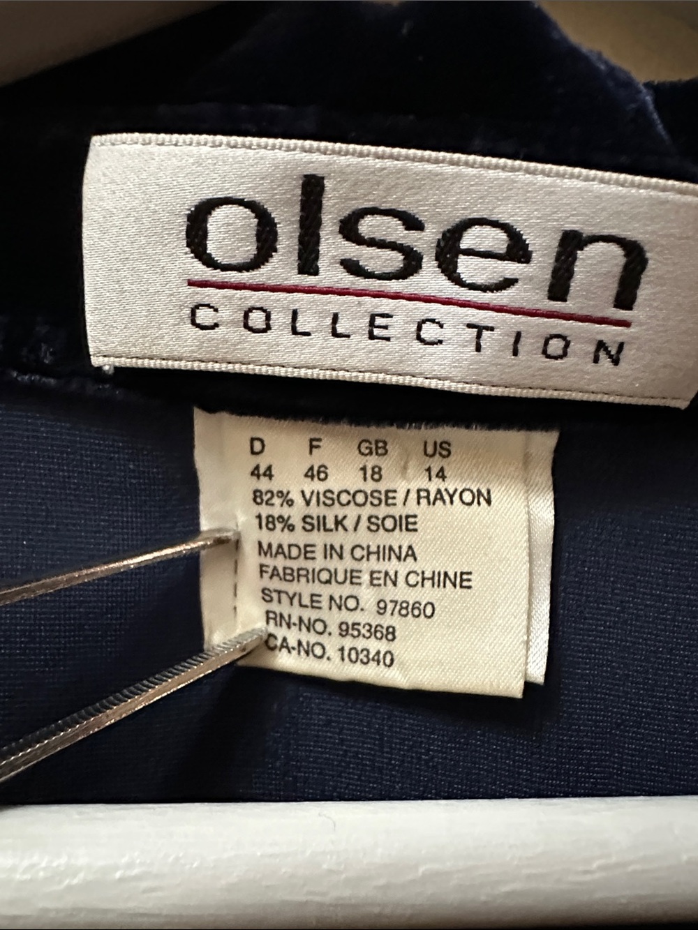 Olsen Navy Velvet Button-Front Blouse - Picture 2 of 5
